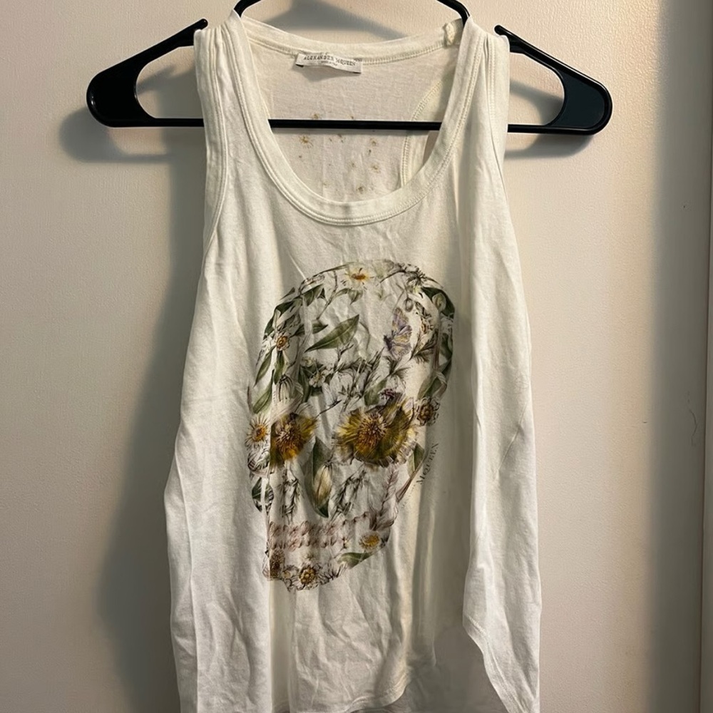 Alexander McQueen tank top, floral skull design, size EU 38